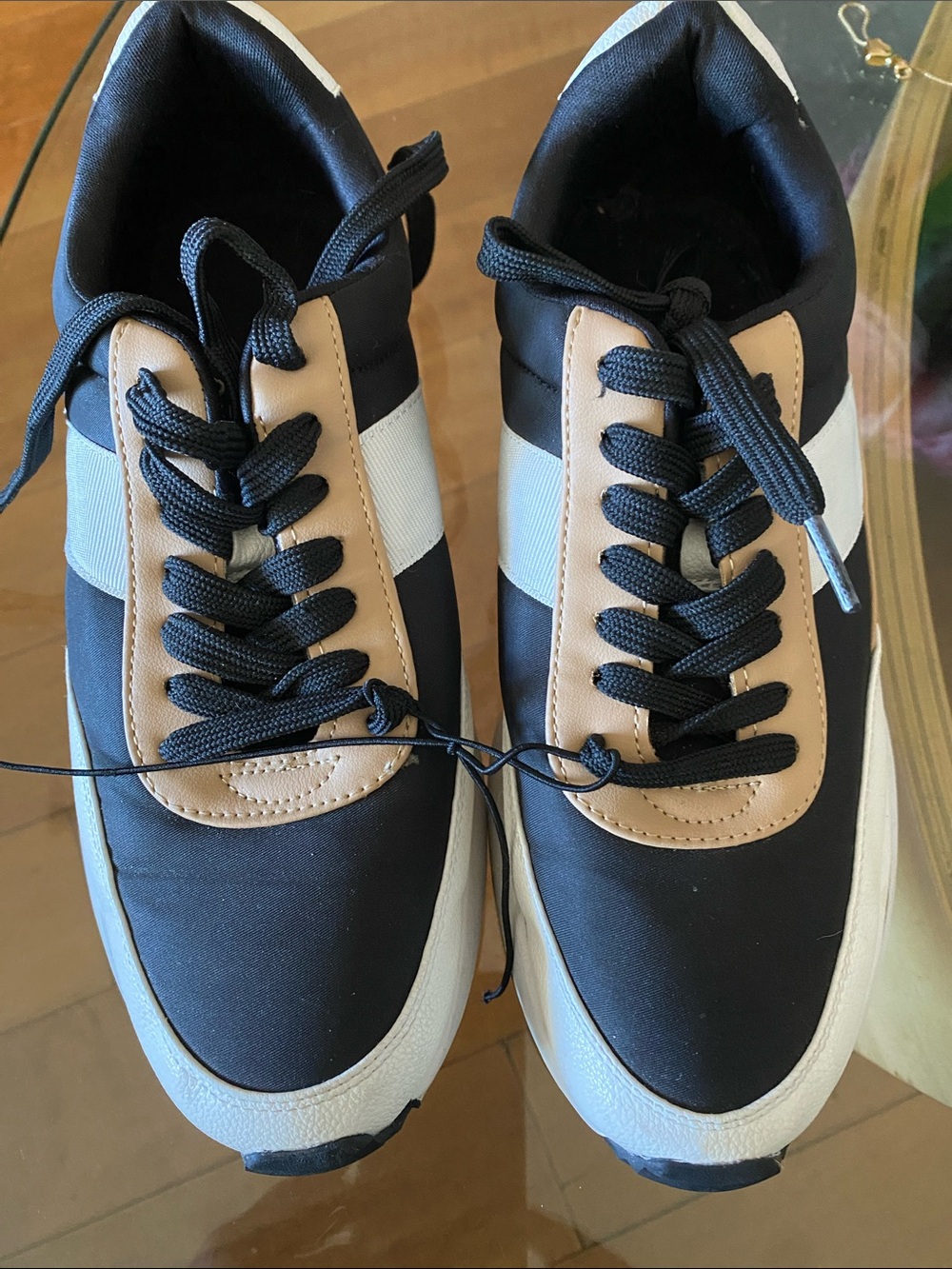 Project Cloud Women’s Black, White & Tan Casual Lace-Up Sneakers